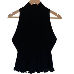 New by Anthropologie Turtleneck Peplum Sweater Tank Size Large Sleeveless Knit